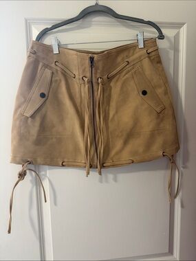 We The Free Suede Lace-Up Tan Mini Skort